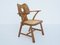 Französischer Armlehnstuhl aus Massivem Geschnitztem Holz und Wiener Strohgeflecht im Stil von Jean Royère 2