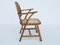 Französischer Armlehnstuhl aus Massivem Geschnitztem Holz und Wiener Strohgeflecht im Stil von Jean Royère 3