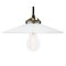 French White Opaline Milk Glass & Brass Pendant Lamp 1