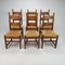 Vintage Rustic Oak and Straw Dining Chairs, Set of 6, 1950s, Image 6