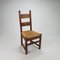 Vintage Rustic Oak and Straw Dining Chairs, Set of 6, 1950s, Image 1
