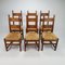 Vintage Rustic Oak and Straw Dining Chairs, Set of 6, 1950s 5