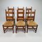 Vintage Rustic Oak and Straw Dining Chairs, Set of 6, 1950s, Image 5