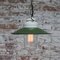 Vintage Industrial Green Enamel, Porcelain & Clear Glass Pendant Lamp 4