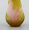 Antique Vase in Pink Frosted and Green Art Glass by Emile Gallé, Early 20th Century 2