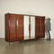 Cabinet in Veneered Wood, Brass & Mirrored Glass, Italy, 1950s, Immagine 2