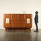Cabinet in Walnut Veneer, Back-Treated Glass, Brass & Marble, Italy, 1950s, Image 2