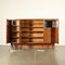 Cabinet in Walnut Veneer, Back-Treated Glass, Brass & Marble, Italy, 1950s, Image 3