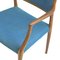 Scandinavian Teak and Blue Model 65 Armchair by Niels Otto Moller for J. L. Møllers, Immagine 9