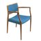Scandinavian Teak and Blue Model 65 Armchair by Niels Otto Moller for J. L. Møllers, Immagine 2
