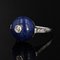 Art Deco Lapis Lazuli Diamonds 18 Karat White Gold Ring, 1930s 8