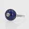 Art Deco Lapis Lazuli Diamonds 18 Karat White Gold Ring, 1930s, Imagen 3