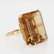 French 45 Carat Citrine 18 Karat Yellow Gold Cocktail Ring, 1950s, Imagen 5