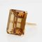 French 45 Carat Citrine 18 Karat Yellow Gold Cocktail Ring, 1950s, Immagine 3