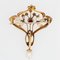 Art Nouveau Natural Pearl Diamond Ruby 18 Karat Yellow Gold Pendant Brooch 17
