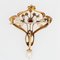 Art Nouveau Natural Pearl Diamond Ruby 18 Karat Yellow Gold Pendant Brooch, Image 17