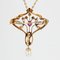 Art Nouveau Natural Pearl Diamond Ruby 18 Karat Yellow Gold Pendant Brooch 6