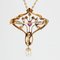 Art Nouveau Natural Pearl Diamond Ruby 18 Karat Yellow Gold Pendant Brooch, Imagen 6