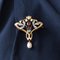 Art Nouveau Natural Pearl Diamond Ruby 18 Karat Yellow Gold Pendant Brooch 15