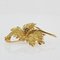 French Sapphire 18 Karat Yellow Gold Leaf Brooch, 1960s 6