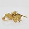 French Sapphire 18 Karat Yellow Gold Leaf Brooch, 1960s, Image 6