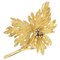 French Sapphire 18 Karat Yellow Gold Leaf Brooch, 1960s 1