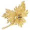 French Sapphire 18 Karat Yellow Gold Leaf Brooch, 1960s, Image 1