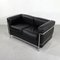 Black LC2 2-Seater Sofa by Le Corbusier for Cassina, 1970s, Imagen 2