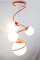Space Age Deckenlampe in Orange & Weiß mit 4 Leuchten im Stil von Gino Sarfatti, 1970er 2