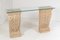 French Empire Carved Sandstone Acanthus Leaf Plinths with Glass Top Console Table, Set of 2 1