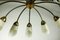 Lampada da soffitto Spider Sputnik vintage in ottone e vetro, anni '50, Immagine 2