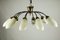 Vintage Spider Sputnik 10-Light Ceiling Light in Brass & Glass, 1950s 5