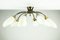 Lampada da soffitto Spider Sputnik vintage in ottone e vetro, anni '50, Immagine 8