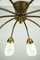 Plafonnier Spider Sputnik Vintage à 10 Lampes en Laiton et Verre, 1950s 19