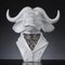 Kleine Lord Buffalo Skulptur aus weißem & silbernem Harz von Vgnewtrend, Italien 1