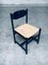 Black Stained Wood & Paper Cord Dining Chairs, 1970s, Set of 4, Image 5