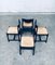 Black Stained Wood & Paper Cord Dining Chairs, 1970s, Set of 4 16