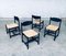 Black Stained Wood & Paper Cord Dining Chairs, 1970s, Set of 4 17