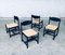 Black Stained Wood & Paper Cord Dining Chairs, 1970s, Set of 4, Image 17