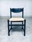 Black Stained Wood & Paper Cord Dining Chairs, 1970s, Set of 4 1