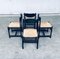 Black Stained Wood & Paper Cord Dining Chairs, 1970s, Set of 4 18