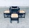 Black Stained Wood & Paper Cord Dining Chairs, 1970s, Set of 4, Image 18