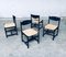 Black Stained Wood & Paper Cord Dining Chairs, 1970s, Set of 4 22