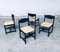 Black Stained Wood & Paper Cord Dining Chairs, 1970s, Set of 4, Image 22