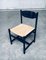 Black Stained Wood & Paper Cord Dining Chairs, 1970s, Set of 4 7