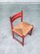 Mid-Century Modern Orange Stained Wood & Paper Cord Dining Chairs, Set of 3 2