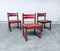 Mid-Century Modern Orange Stained Wood & Paper Cord Dining Chairs, Set of 3 16