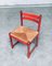 Mid-Century Modern Orange Stained Wood & Paper Cord Dining Chairs, Set of 3 14