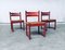 Mid-Century Modern Orange Stained Wood & Paper Cord Dining Chairs, Set of 3 15