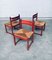Mid-Century Modern Esszimmerstühle aus Orange Gebeiztem Holz & Papierkordel, 3er Set 4